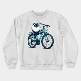 Ragdoll Cat On A Bicycle Crewneck Sweatshirt